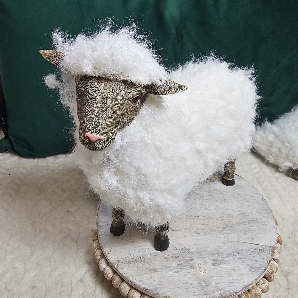 Charming White Sheep Figurine Farmhouse By Rachel Ashwell - Picture 2 of 3